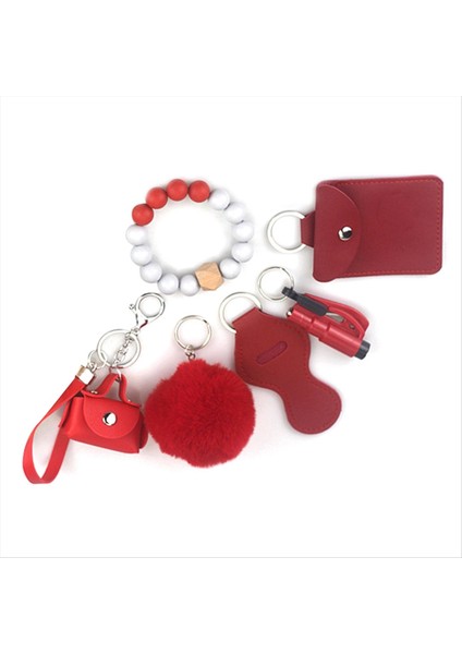 Pom Pom Ball Dudak Balsamı Kordon Düdük Seyahat Şişesi Tutucusu Şişe Açık Kırmızı Olan Kadın Için Anahtarlık Kolye Seti (Yurt Dışından) indirimleri