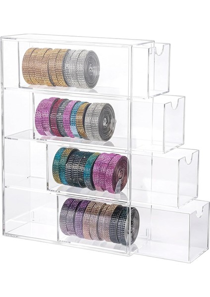 Akrilik Organizatör, 4 Kayar Çekmeceli Net Washi Bant Depolama Sahibi, Scrapbooking Sanat Zanaat Malzemeleri Için (Yurt Dışından)
