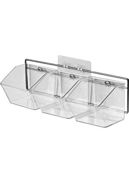 3 Bölmeler Duvara Monte Zencefil Sarımsak Konteyner Tezgahı Soğan ve Metal Raflı Patates Saklama Kutusu, Uzunluk 43CM (Yurt Dışından)