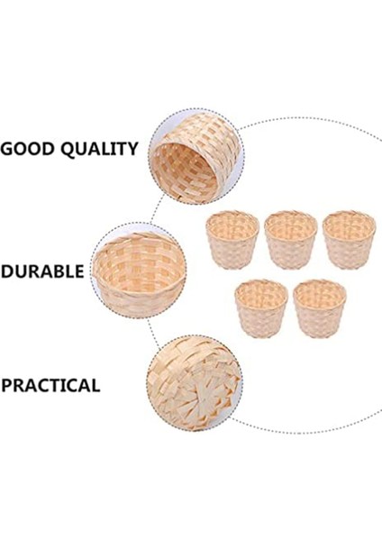 5pcs Mini Dokuma Sepetleri Parti Favedileri Için Tutamaksız El Sanatları Dekoru Çeşitli Durumlara Uygun (7.5X6CM) (Yurt Dışından) modelleri