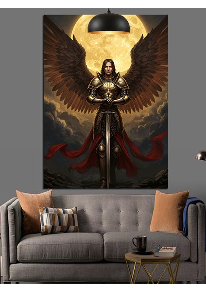 Melek Kanatlı Zırhlı Şövalye Dekoratif Kanvas - Mdf Ahşap Tablo modelleri