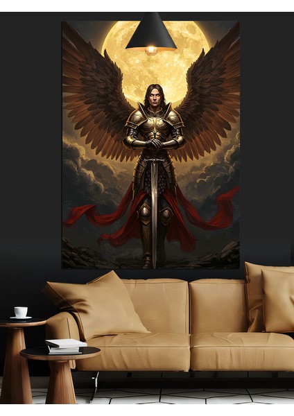 Melek Kanatlı Zırhlı Şövalye Dekoratif Kanvas - Mdf Ahşap Tablo indirimleri