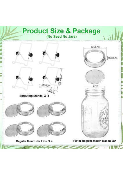 Filizleme Kiti, Paslanmaz Çelik Filizleme Kavanoz Kapakları, Normal Ağız Jar Konserve Için Kavanoz Ekran Kapakları 2,75IN (Yurt Dışından) indirimleri