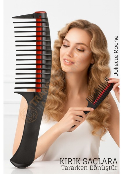 Profesyonel Kırık Saç Temizleyici Tarak - Saç Bakım Krem Protein Dağıtıcı Tarak Bukle Tarağı 722365