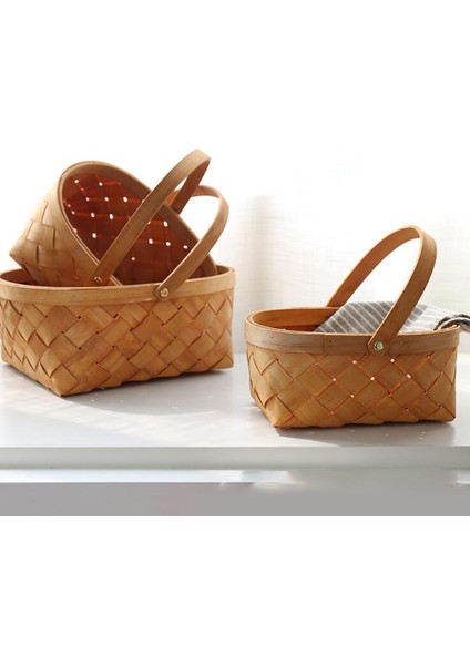 El Yapımı Rattan Saklama Konteyneri Depolama Sepeti Ahşap Depolama Sepeti Saplı Saklama Konteyneri (Yurt Dışından) modelleri