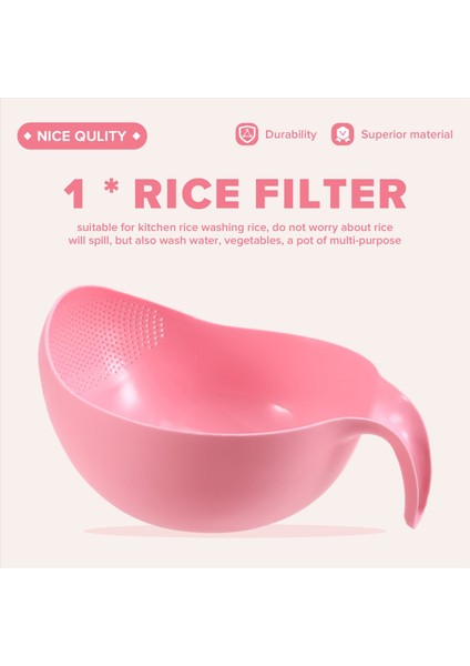 Dayanıklı Pirinç Yıkama Filtre Süzgeç Mutfak Aleti Fasulye Bezelye Elek Sepet Kolanlar Temizlik Gadget Filtreleme Sap En Yeni Pembe (Yurt Dışından) fırsatları