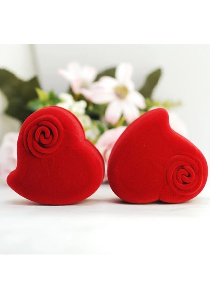 Kalp Şeklinde Yüzük Kutusu Takı Ekran Kutusu Nişan Düğün Mücevher Kutusu Gül Tasarım Çift Hediye Kutusu (Yurt Dışından) modelleri