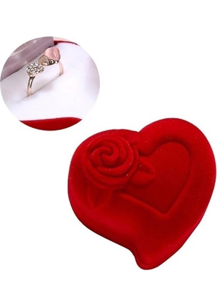 Kalp Şeklinde Yüzük Kutusu Takı Ekran Kutusu Nişan Düğün Mücevher Kutusu Gül Tasarım Çift Hediye Kutusu (Yurt Dışından) indirimleri