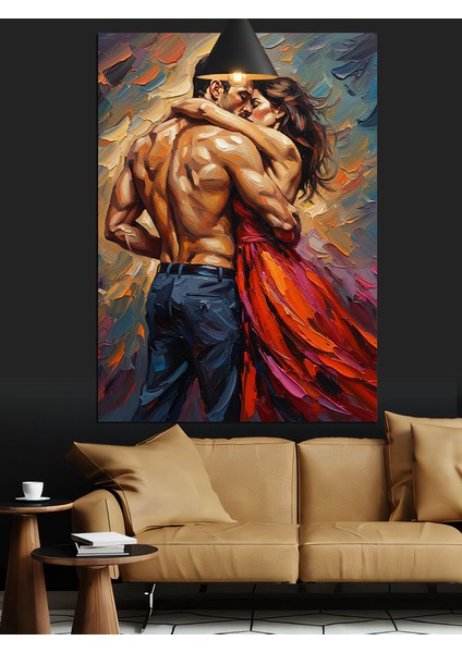 Tutkuyla Sarılmış Aşıklar Dekoratif Kanvas - Mdf Ahşap Tablo