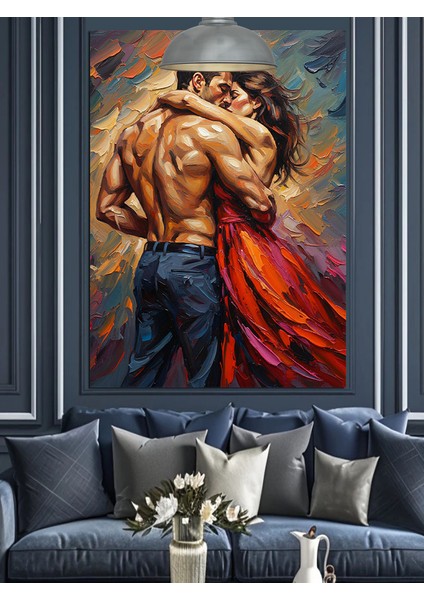 Tutkuyla Sarılmış Aşıklar Dekoratif Kanvas - Mdf Ahşap Tablo modelleri