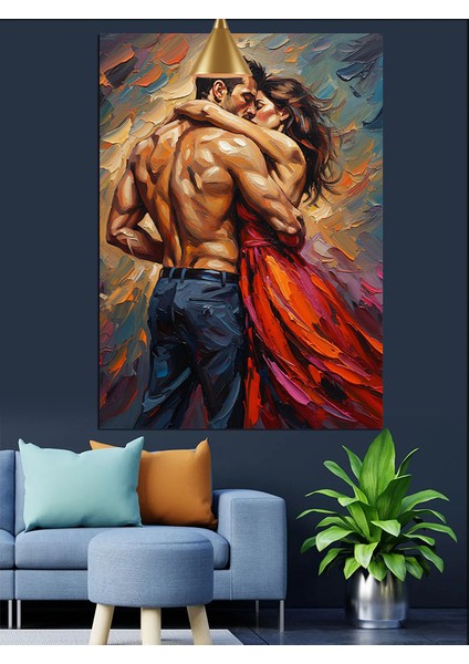 Tutkuyla Sarılmış Aşıklar Dekoratif Kanvas - Mdf Ahşap Tablo indirimleri