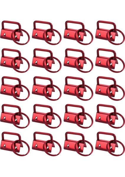 Torba Dokuma, Kırmızı Için Anahtarlık Halkaları Olan 20 Adet Anahtar Fob Donanımı (Yurt Dışından)