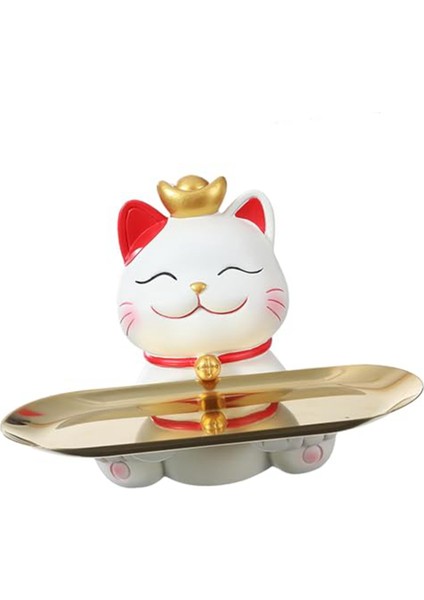 Lucky Cats Heykel Süs Eşyaları Konteyner Reklam Öğeleri Reçine Reçine Figürin Masa Organizatör Mücevher Biblo Tepsisi B (Yurt Dışından)
