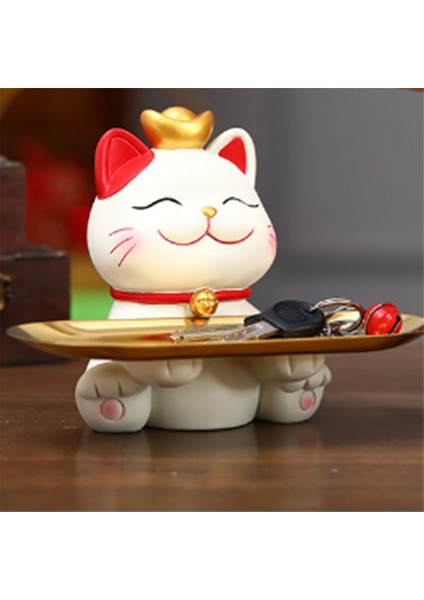 Lucky Cats Heykel Süs Eşyaları Konteyner Reklam Öğeleri Reçine Reçine Figürin Masa Organizatör Mücevher Biblo Tepsisi B (Yurt Dışından) fiyatları