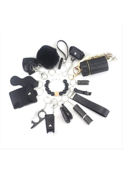 Pom Pom Ball Dudak Balsamı Kordon Düdük Seyahat Şişesi Tutucusu Olan Kadın Için Anahtarlık Kolye Seti (Yurt Dışından)