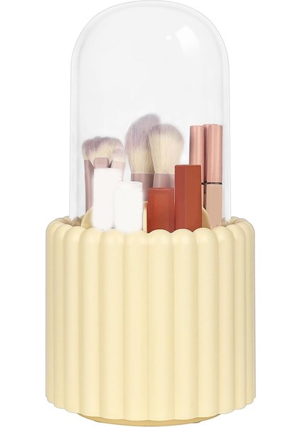 Makyaj Fırçası Organizatörü, 360 Derece Dönebilir Yuvarlak Dönen Makyaj Fırçası Tutucu Kapak Fırçası Depolama Kutusu Kapları A (Yurt Dışından)