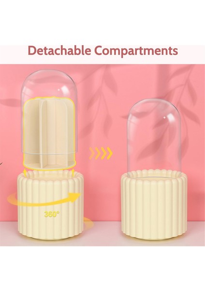 Makyaj Fırçası Organizatörü, 360 Derece Dönebilir Yuvarlak Dönen Makyaj Fırçası Tutucu Kapak Fırçası Depolama Kutusu Kapları A (Yurt Dışından) modelleri