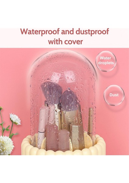 Makyaj Fırçası Organizatörü, 360 Derece Dönebilir Yuvarlak Dönen Makyaj Fırçası Tutucu Kapak Fırçası Depolama Kutusu Kapları A (Yurt Dışından) fırsatları