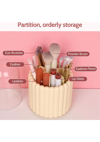 Makyaj Fırçası Organizatörü, 360 Derece Dönebilir Yuvarlak Dönen Makyaj Fırçası Tutucu Kapak Fırçası Depolama Kutusu Kapları A (Yurt Dışından) indirimleri