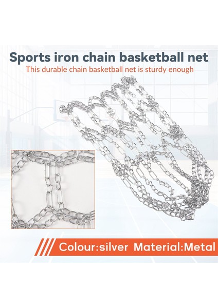 Sport Demir Zinciri Basketbol Net Dış Mekan 12 Döngüler Standart Ağır Hizmetli Basketbol Hedef Değiştirme Net Gümüş (Yurt Dışından) indirimleri