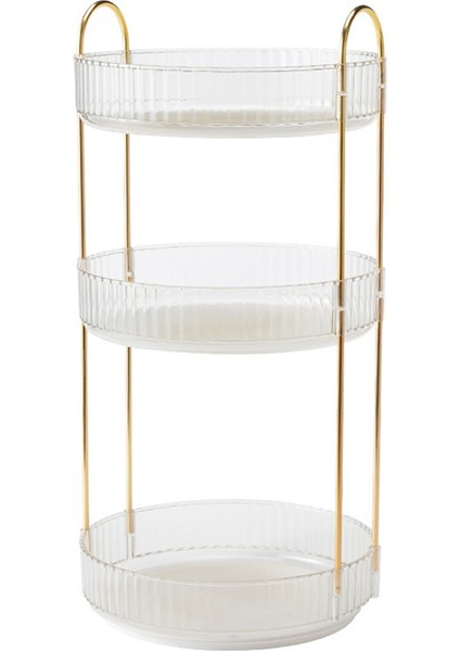 3 Katmanlı Yüksek Kapasiteli Dönen Makyaj Organizatörü 360 ° Rotasyon Makyaj Organizatör Kutusu Kozmetik Organizatör, Şeffaf (Yurt Dışından)