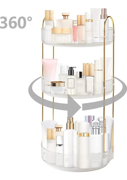 3 Katmanlı Yüksek Kapasiteli Dönen Makyaj Organizatörü 360 ° Rotasyon Makyaj Organizatör Kutusu Kozmetik Organizatör, Şeffaf (Yurt Dışından) fiyatları