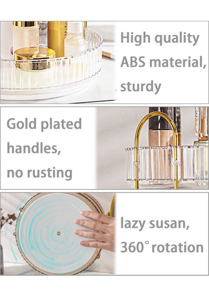 3 Katmanlı Yüksek Kapasiteli Dönen Makyaj Organizatörü 360 ° Rotasyon Makyaj Organizatör Kutusu Kozmetik Organizatör, Şeffaf (Yurt Dışından) modelleri