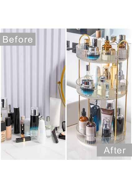 3 Katmanlı Yüksek Kapasiteli Dönen Makyaj Organizatörü 360 ° Rotasyon Makyaj Organizatör Kutusu Kozmetik Organizatör, Şeffaf (Yurt Dışından) fırsatları