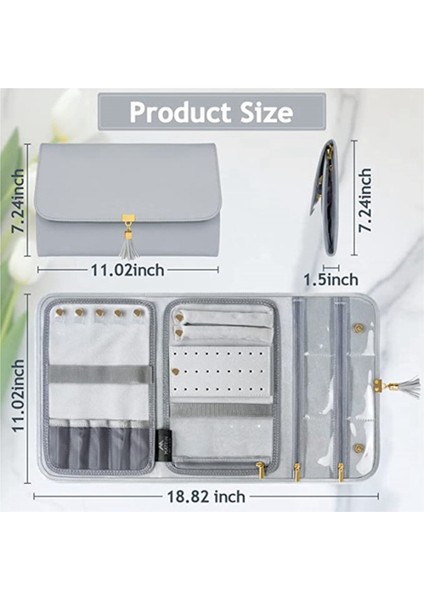 Seyahat Takı Organizatör Kılıfı, Katlanabilir Su Geçirmez Takı Rulosu, Küpeler, Yüzükler, Kolyeler Için Kadın Mücevher Çantası (Yurt Dışından) fiyatları