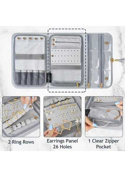 Seyahat Takı Organizatör Kılıfı, Katlanabilir Su Geçirmez Takı Rulosu, Küpeler, Yüzükler, Kolyeler Için Kadın Mücevher Çantası (Yurt Dışından) modelleri