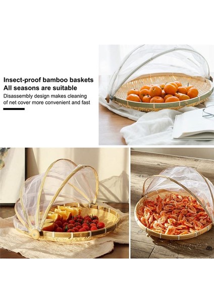 Gıda Bambu Gıda Servis Çadır Sepeti El Dokuma Sepet Servis Toz Geçirmez Yuvarlak Piknik Sepeti Sebze Meyveleri Ekmek, Bir (Yurt Dışından) fiyatları