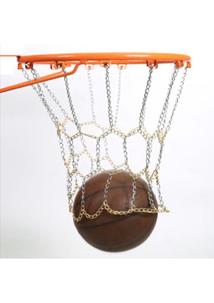 Spor Demir Zinciri Basketbol Net Dış Mekan 12 Döngüler Standart Ağır Hizmetli Basketbol Hedef Değiştirme Net Altın+Gümüş (Yurt Dışından) fiyatları