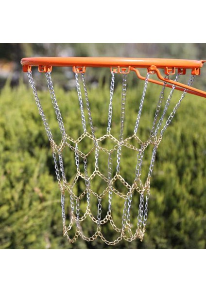 Spor Demir Zinciri Basketbol Net Dış Mekan 12 Döngüler Standart Ağır Hizmetli Basketbol Hedef Değiştirme Net Altın+Gümüş (Yurt Dışından) modelleri