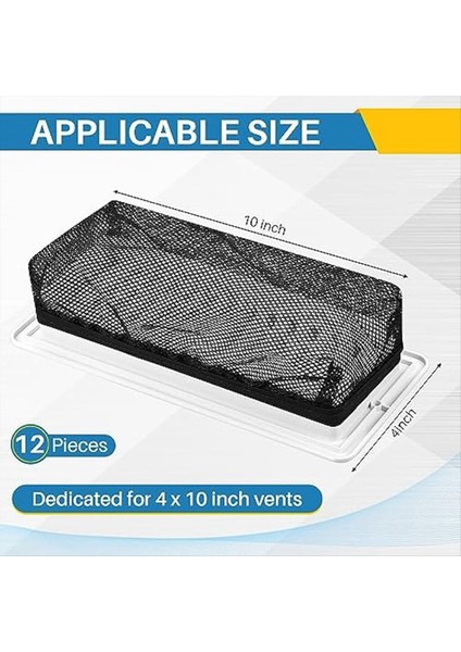 12PCS Zemin Kayıt Tuzağı Kapak Havalandırma Ekranı Ev Messiz Elastik Bant Filtresi Zemin Hava Ven-Vent Örtüsü 4 x 10INCH (Yurt Dışından) modelleri