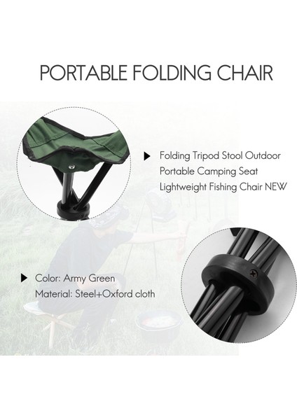 Katlanır Tripod Taburesi Açık Portatif Kamp Koltuğu Hafif Balıkçı Sandalyesi Yeni (Yurt Dışından) indirimleri