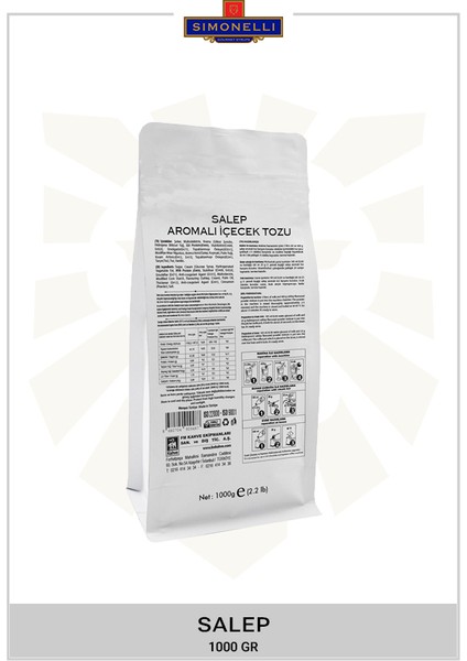 Salep Tarçınlı 1000 gr Paket Simonelli fiyatları