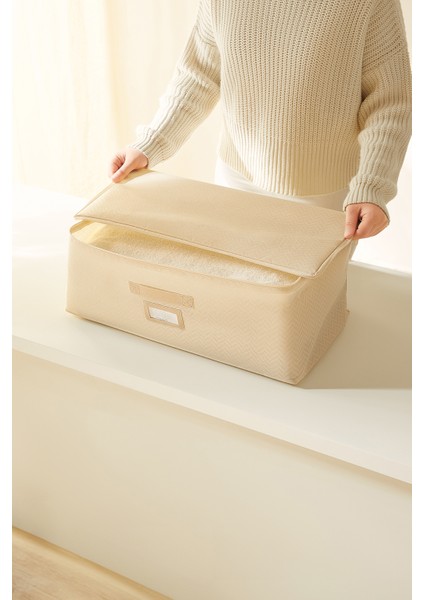 Orta Boy Bej Balıksırtı Baza Altı Kazak Pike Battaniye Hurcu, Hurç 52x28x21 cm fiyatları