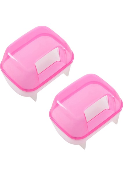 2x Pembe Beyaz Küçük Hamster Banyo Kum Kafesi Evcil Hayvan Banyo 10 x 7 x 7cm (Yurt Dışından)