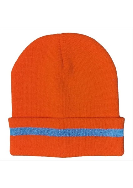 Unisex Yansıtıcı Şerit Örgü Şapkalar Beanies Aydınlık Açık Bisiklet Kayak Sıcak Kapaklar Kadın Erkek Portakal (Yurt Dışından)