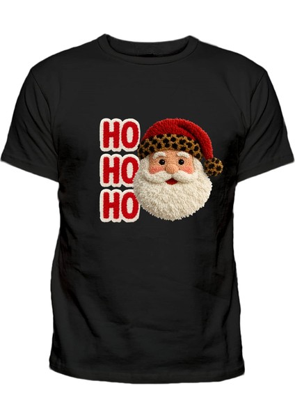 Noel Baba Hohoho Baskılı Nakış Görseli Pamuklu Çocuk T-Shirt