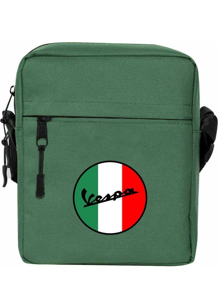 Vespa Logo Omuz Çantası Fermuarlı Yeşil Renk
