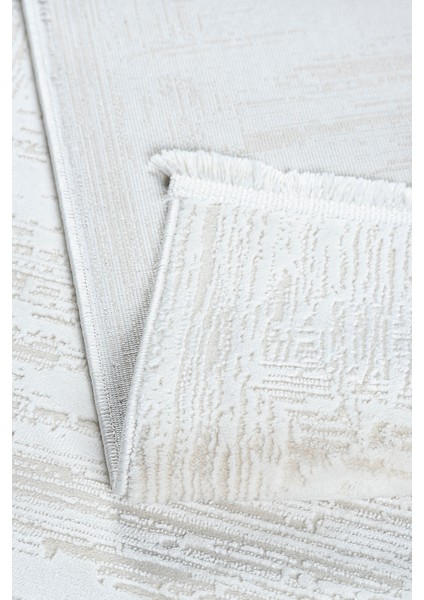 Krem Beyaz Modern Salon Halısı – Bambu Dokulu, Antialerjik, Kaymaz Taban & Toz Tutmaz – 4m² / 6m²