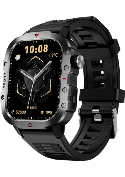 Sağlam Askeri Akıllı Saat H11 Erkek Açık Hava Saati 2.01" Hd Dokunmatik Ekran Sesli Bluetooth Arama Kalp Atış Hızı Monitörü Saat (Yurt Dışından)