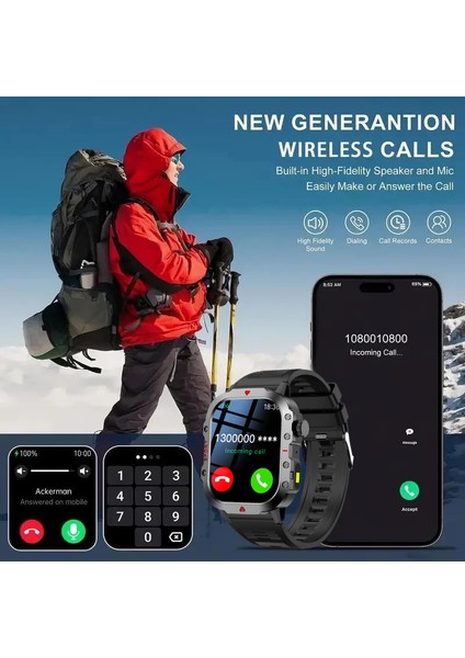 Sağlam Askeri Akıllı Saat H11 Erkek Açık Hava Saati 2.01" Hd Dokunmatik Ekran Sesli Bluetooth Arama Kalp Atış Hızı Monitörü Saat (Yurt Dışından) fiyatları