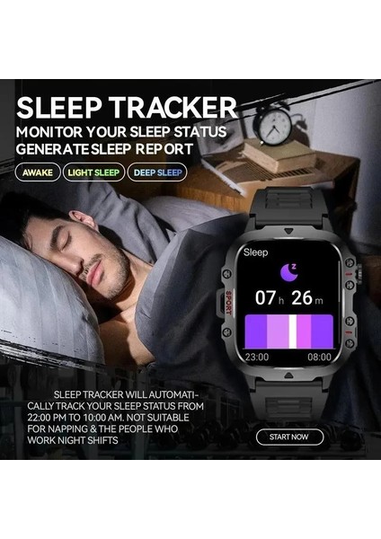 Sağlam Askeri Akıllı Saat H11 Erkek Açık Hava Saati 2.01" Hd Dokunmatik Ekran Sesli Bluetooth Arama Kalp Atış Hızı Monitörü Saat (Yurt Dışından) modelleri