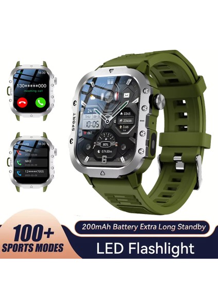 Sağlam Askeri Akıllı Saat H11 Erkek Açık Hava Saati 2.01" Hd Dokunmatik Ekran Sesli Bluetooth Arama Kalp Atış Hızı Monitörü Saat (Yurt Dışından) fiyatları