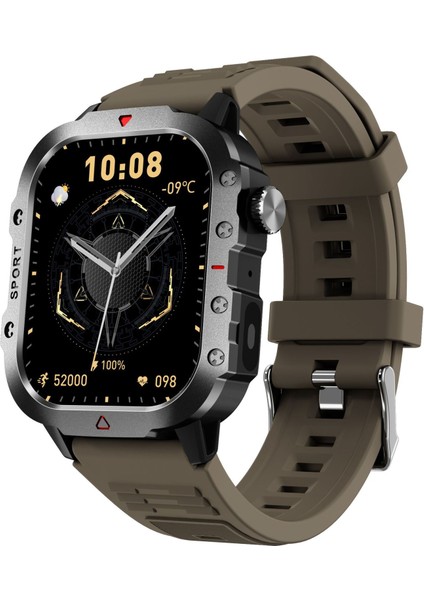 Sağlam Askeri Akıllı Saat H11 Erkek Açık Hava Saati 2.01" Hd Dokunmatik Ekran Sesli Bluetooth Arama Kalp Atış Hızı Monitörü Saat (Yurt Dışından)
