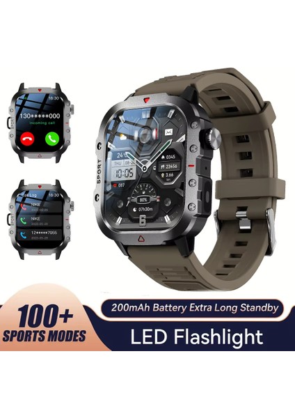 Sağlam Askeri Akıllı Saat H11 Erkek Açık Hava Saati 2.01" Hd Dokunmatik Ekran Sesli Bluetooth Arama Kalp Atış Hızı Monitörü Saat (Yurt Dışından) fiyatları