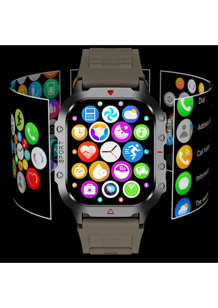 Sağlam Askeri Akıllı Saat H11 Erkek Açık Hava Saati 2.01" Hd Dokunmatik Ekran Sesli Bluetooth Arama Kalp Atış Hızı Monitörü Saat (Yurt Dışından) modelleri