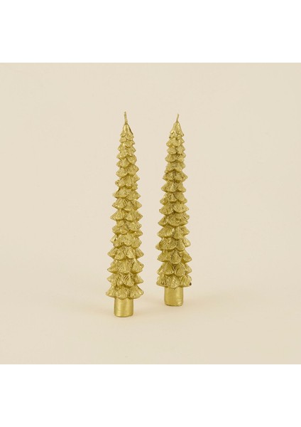New Year Yılbaşı Çam Ağacı Şekilli 2'li Şamdan Mum 27 cm